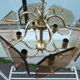 Golden chandelier 6 bevelled smoky glass lights