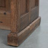 Antique oak church bench in Gothic style with beautiful wood carving