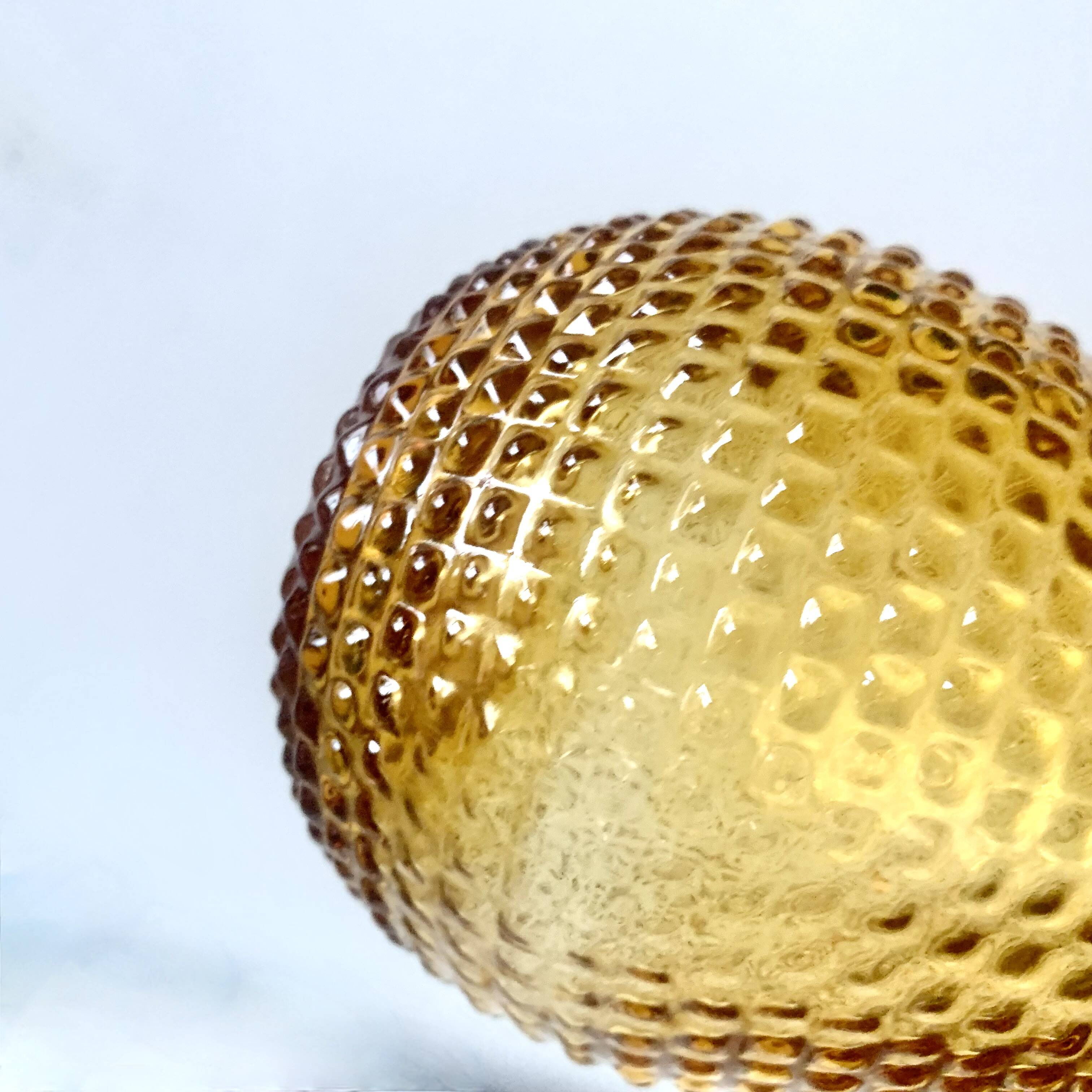 Pair of vintage amber yellow Empoli glass decanters