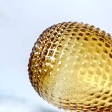 Pair of vintage amber yellow Empoli glass decanters