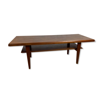 Table basse scandinave vintage en teck avec double plateau, années 60