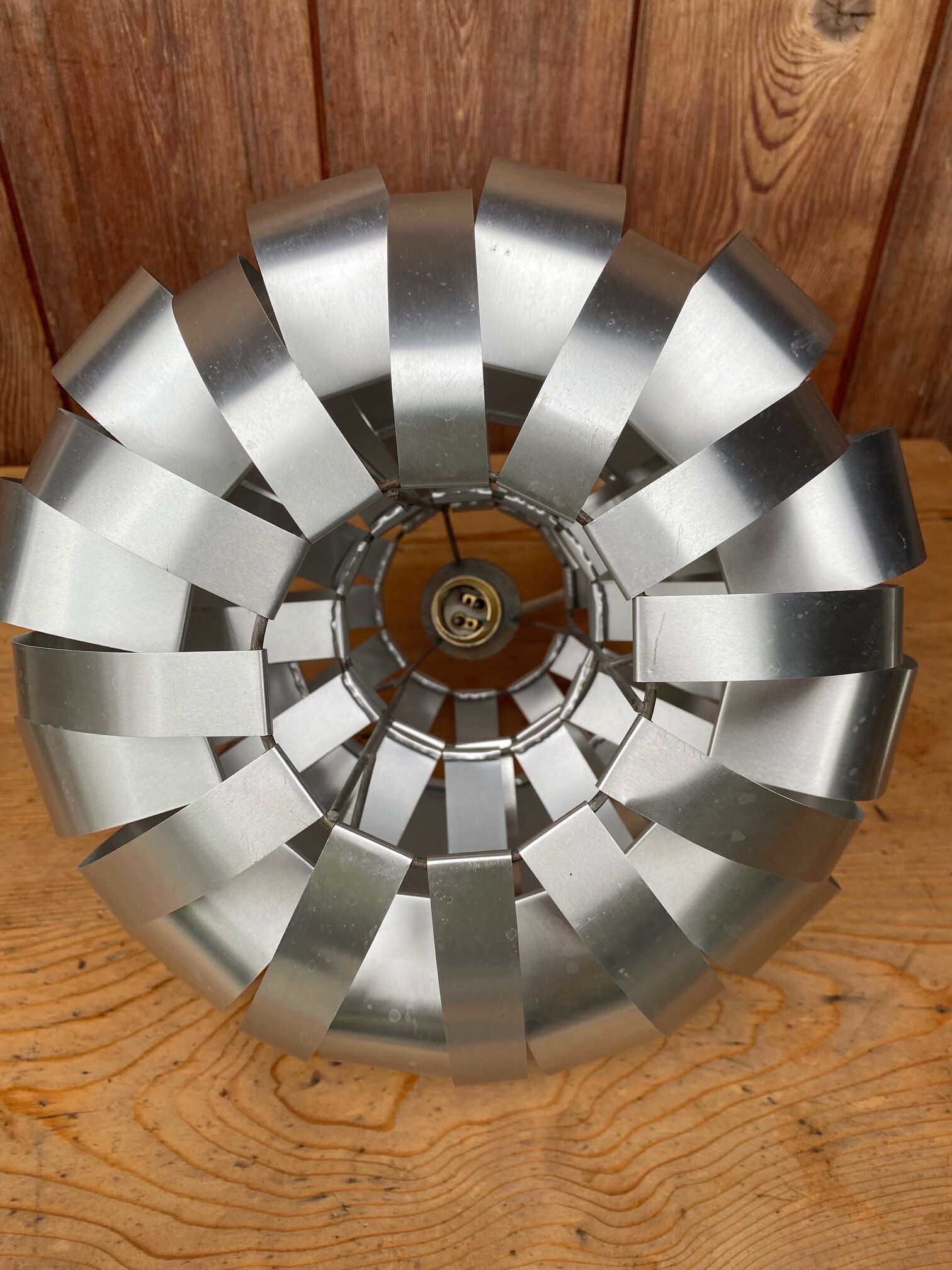 Ceiling lamp in aluminum slats 70s