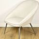 Beige ivory shell armchair from the 70s on grey metal legs - beautiful