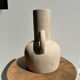 Handmade terracotta vase painted in beige with double handles h:32 d:25