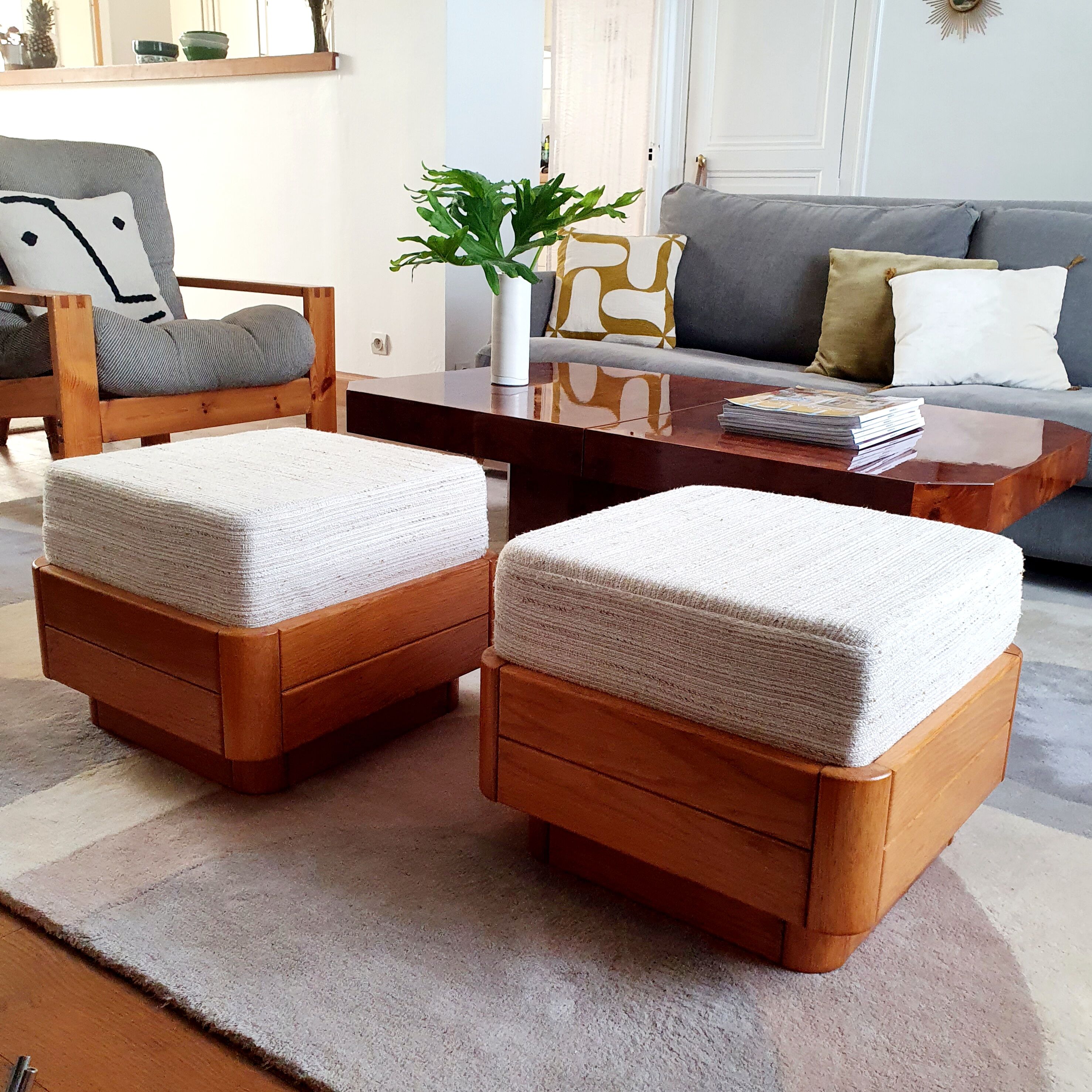 Pouf en bois d'orme