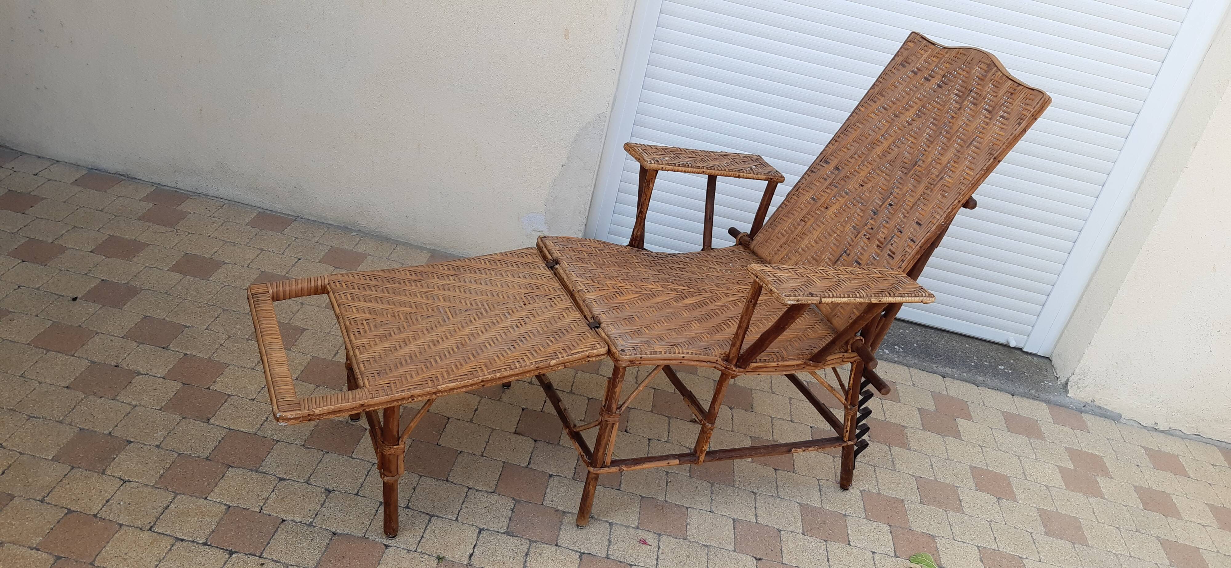 Deck chair in rattan and cannage 1900