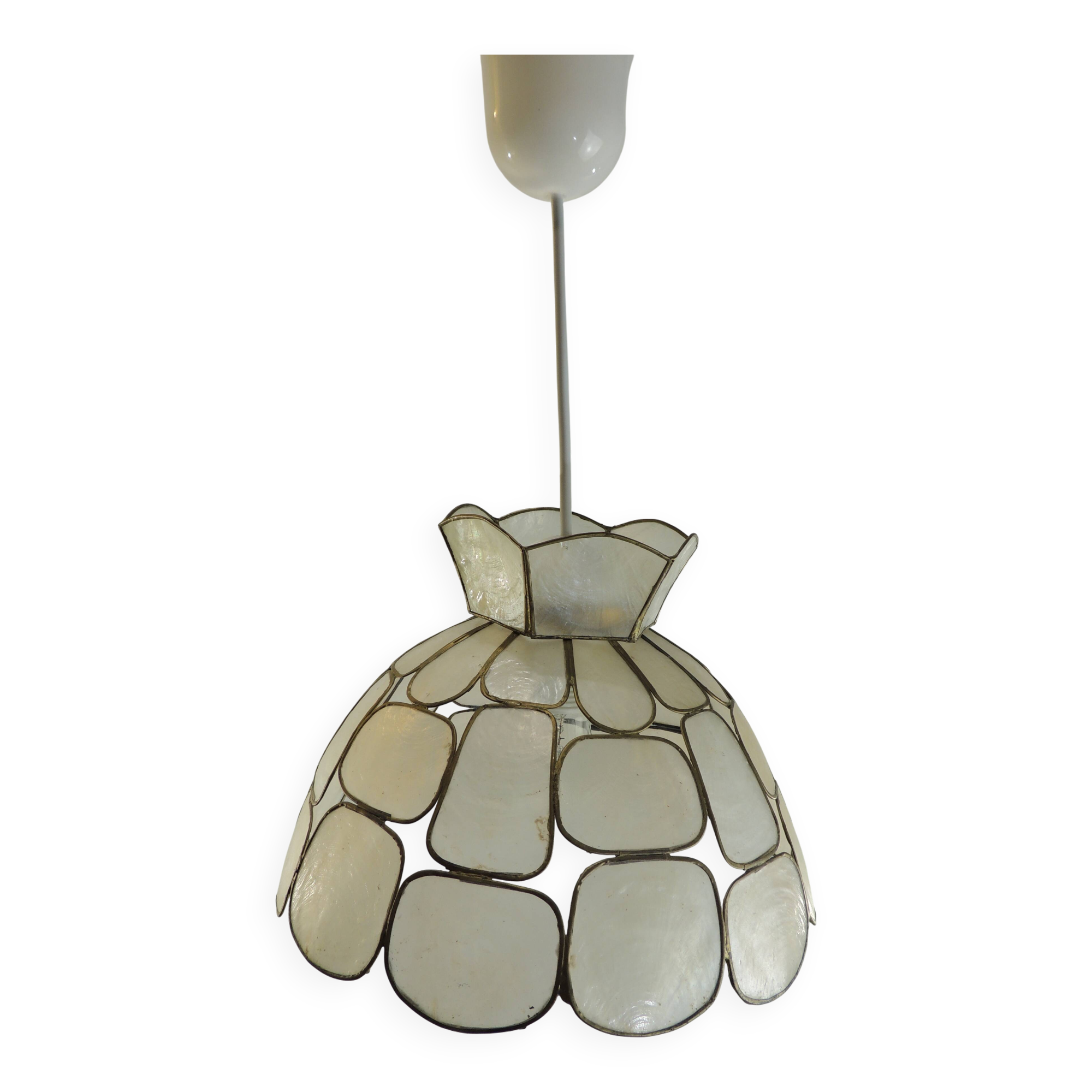 Vintage mother-of-pearl pendant light – Geometric style, 70s