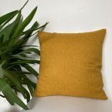 Two-sided stripe cushion solid green tones mustard