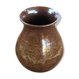 Vase vintage en grès vernis marron