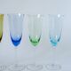 Ensemble de 5 flûtes en verre coloré multicolores 1970