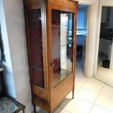 Large showcase 1 door in Louis XVI style marquetry