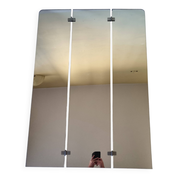 Miroir mural triptyque pliable, années 60, 120 x 85 cm