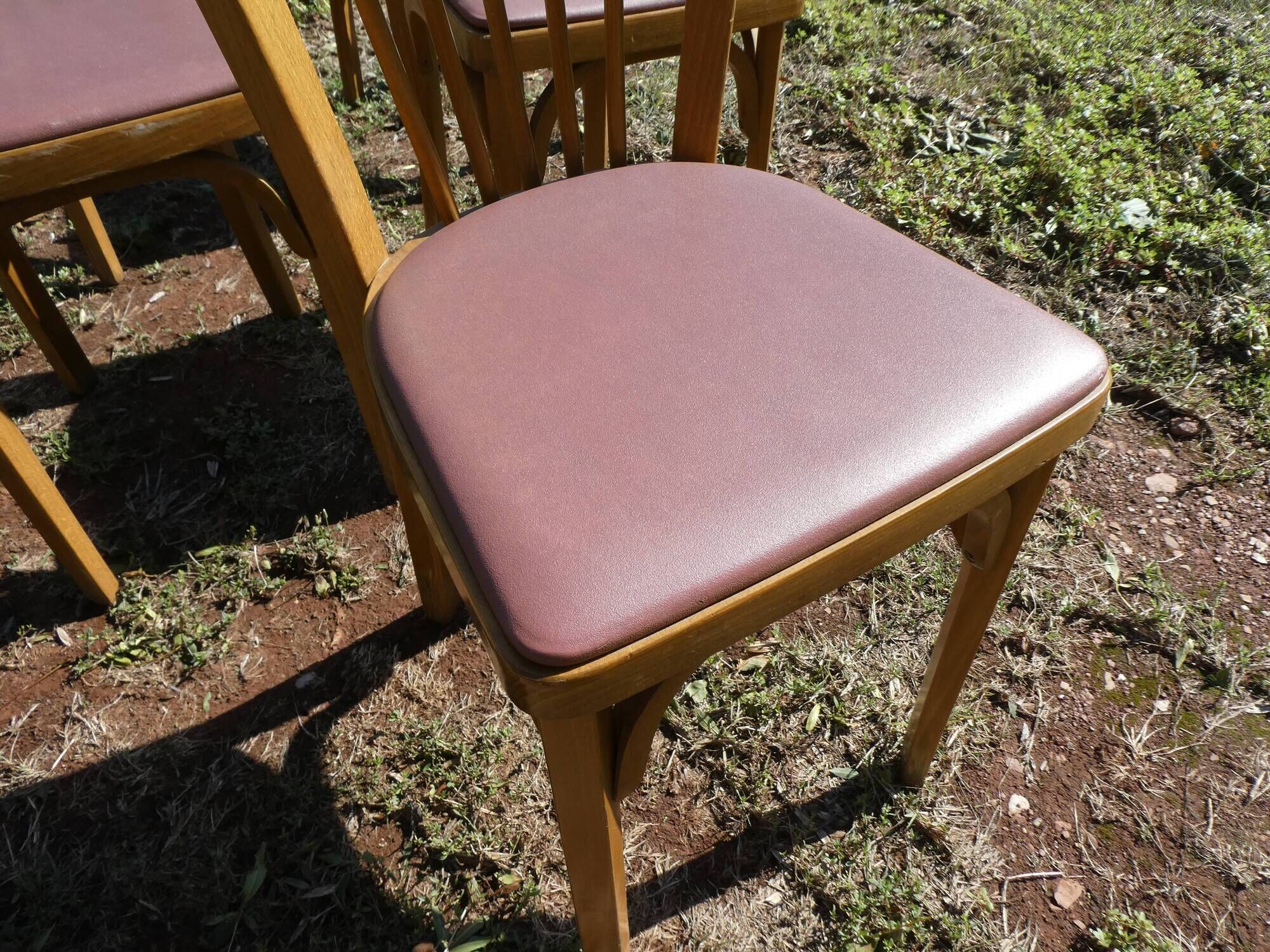 Set of 6 baumann bistro chairs N°12 skaï color "wine lees"