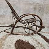Rocking-chair en bambou rotin 1970 vintage