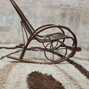 Rocking-chair en bambou rotin 1970 vintage