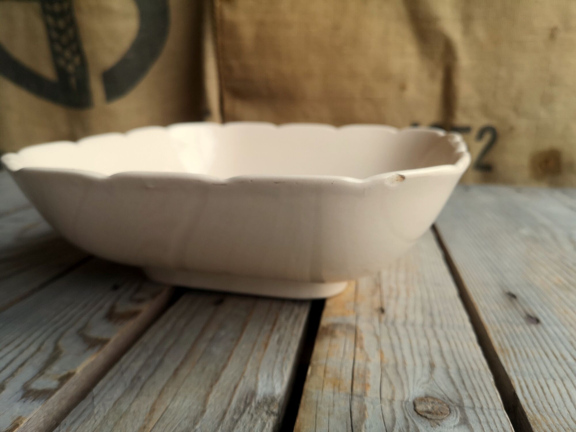 Ancient Saladier in Pink Ceramics by Digoin Sarreguemines Floral Decoration