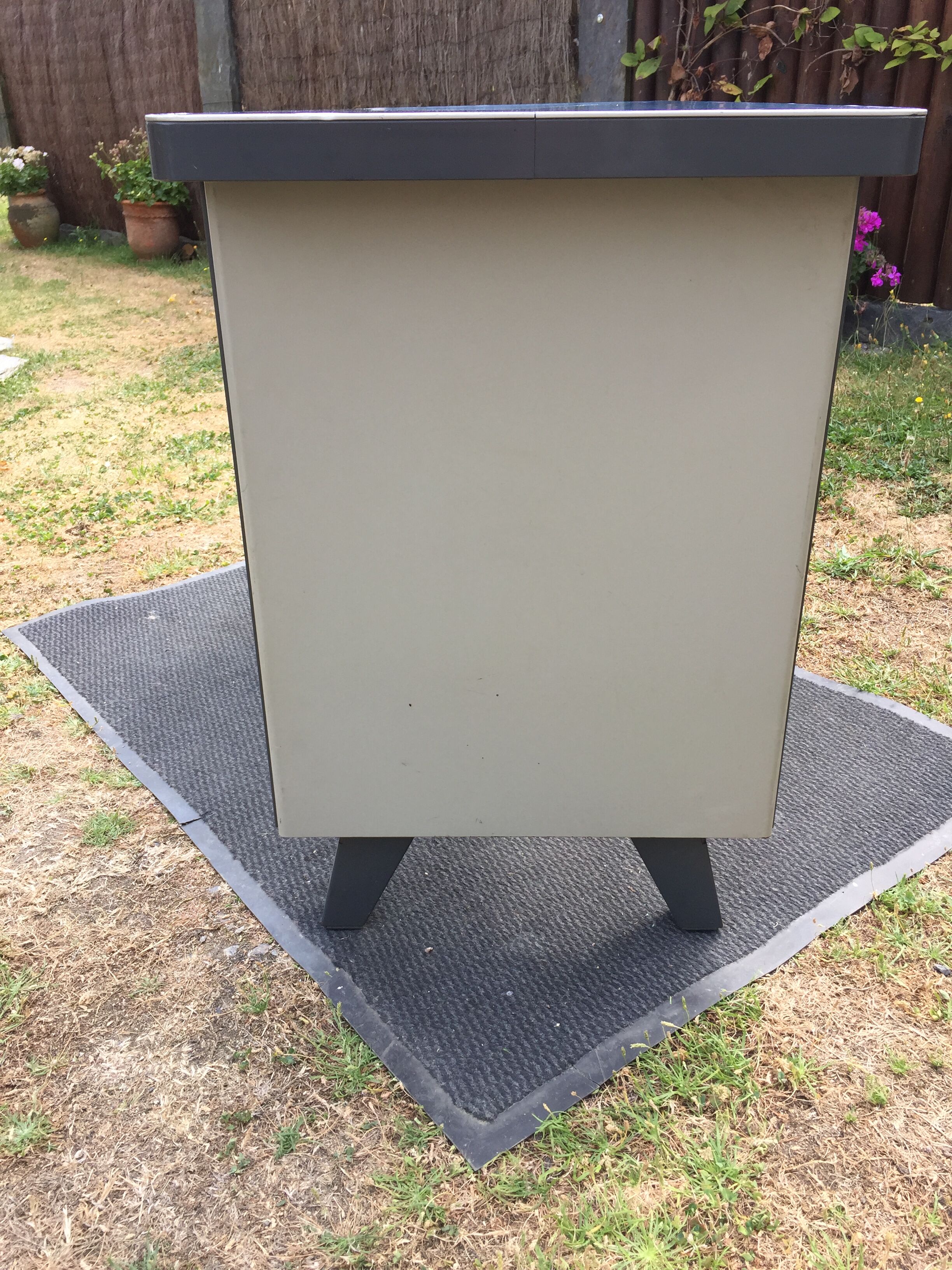 Modernist industrial and vintage console table in Stafor brand metal