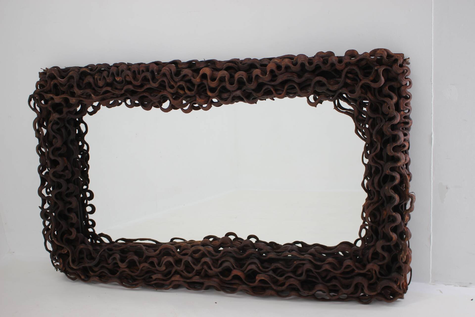 Large Mid-Century Tropical Wood Wall or Floor Mirror