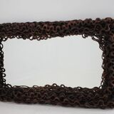 Large Mid-Century Tropical Wood Wall or Floor Mirror