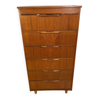 Mid-Century Retro Vintage Teak Chest of Drawers by Sakol 1960s  Six Drawers