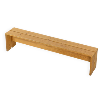 Large solid pine bench, Les Arcs, circa 1973