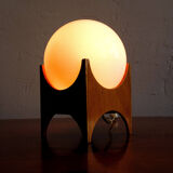 Small glass & wood table lamp, Czechoslovakia, 1960s