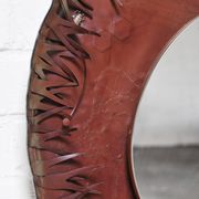 Sculptural Free Form Leather Mirror, France, 1990s