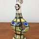 50s André L'Helguen ceramic rooster bottle for Keraluc Quimper