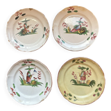 Lot de 4 assiettes 18ème – Faïence des Islettes – Décor chinois polychrome