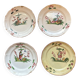 Set of 4 18th-century plates – Islettes earthenware – Polychrome Chinese decoration