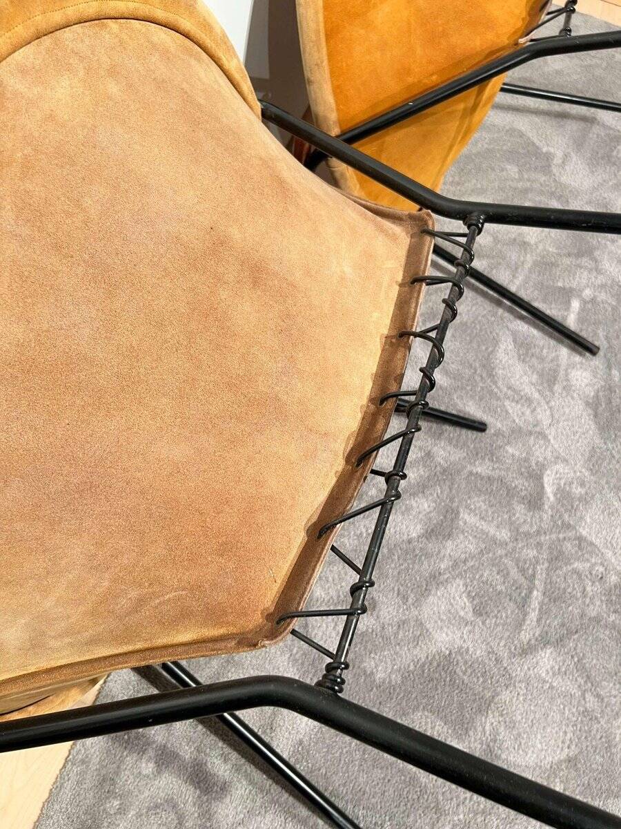 Ensemble de fauteuils lounge en cuir suédé jaune attribués à Hans Olsen, Danemark, années 1960.