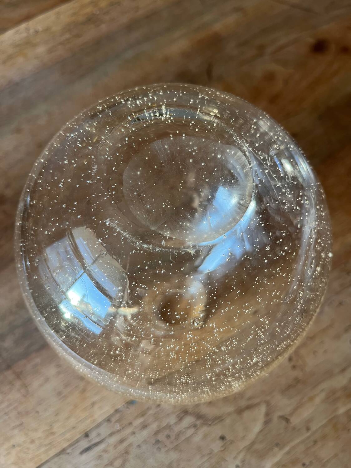Petite Dame Jeanne en verre bullé transparent