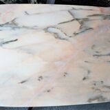 Italian dining table with sculptural beech base and pink marble, 1950s