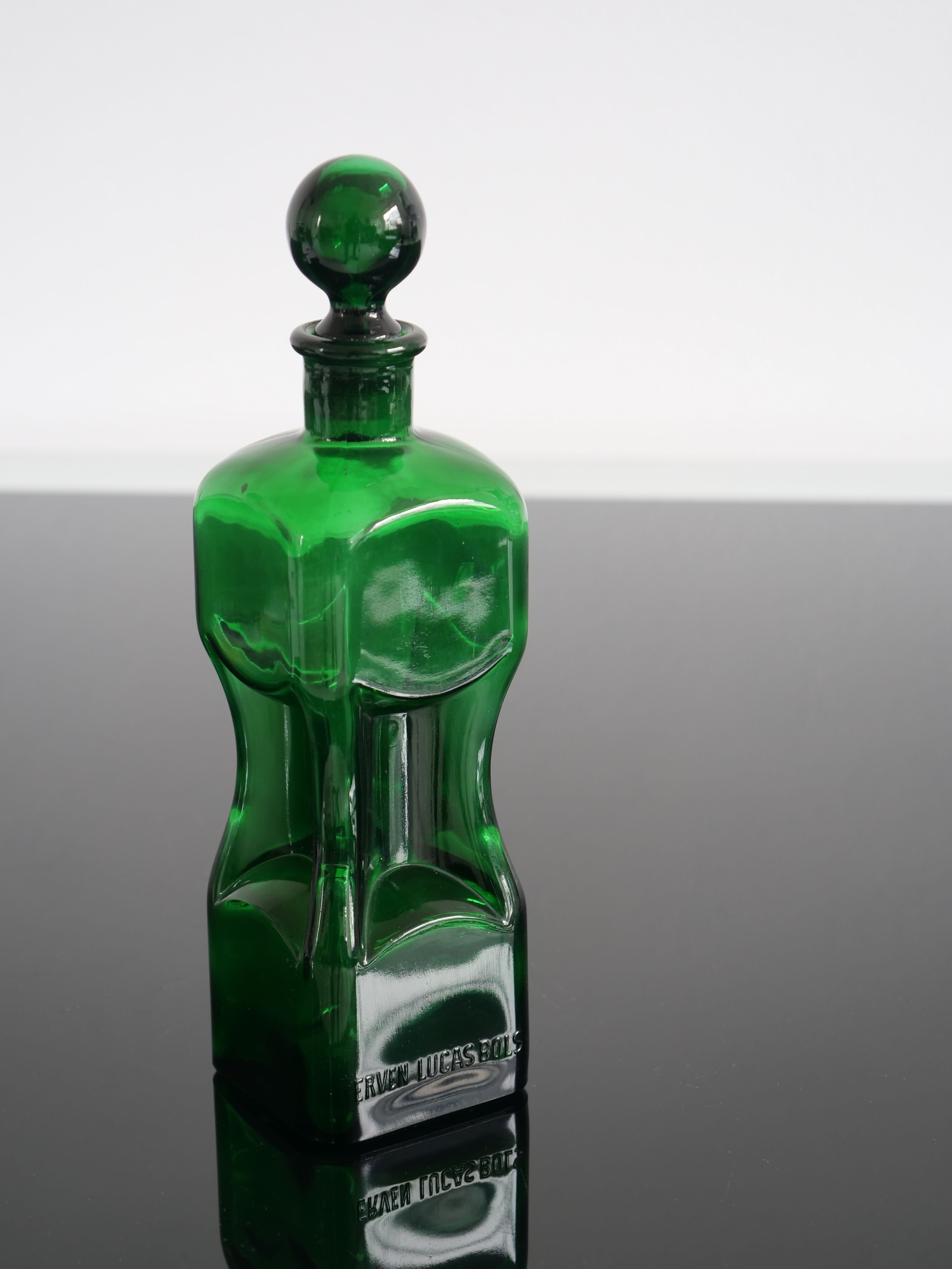 Erven Lucas Vintage Decanter Bowls Green Glass Canterer