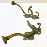 Antique patinated brass coat hooks