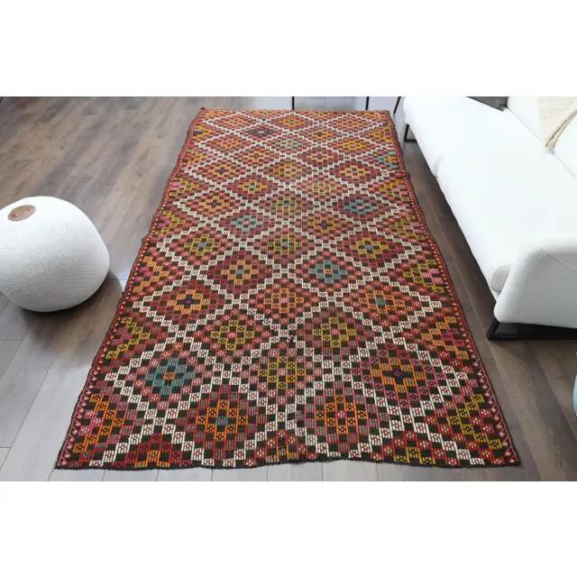 Vintage Turkish Oushak Handmade Wool Cotton Orange Area Rug 172x320