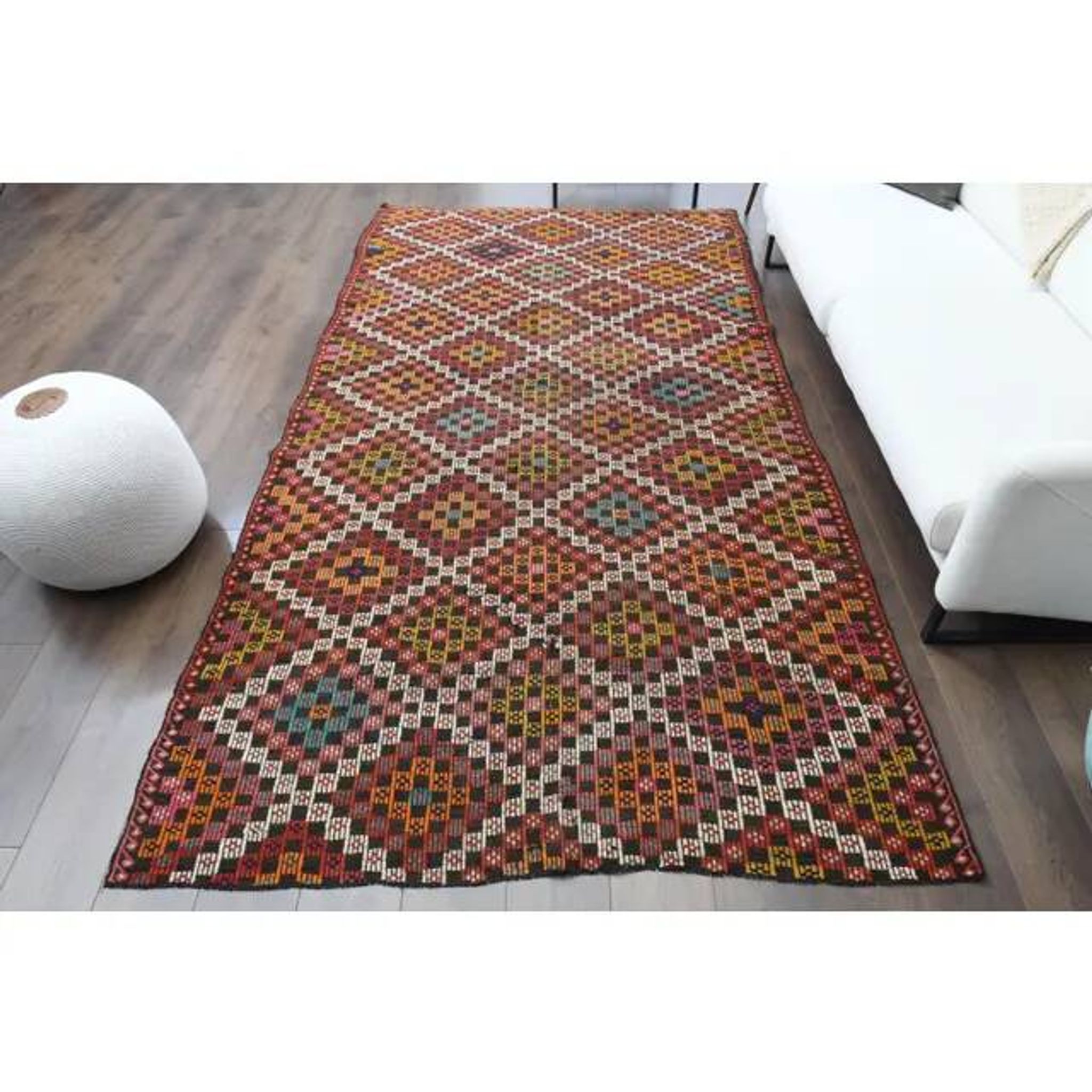 Vintage Turkish Oushak Handmade Wool Cotton Orange Area Rug 172x320