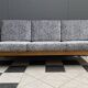 Grey fabric and wood 3 seat sofa 1960s
