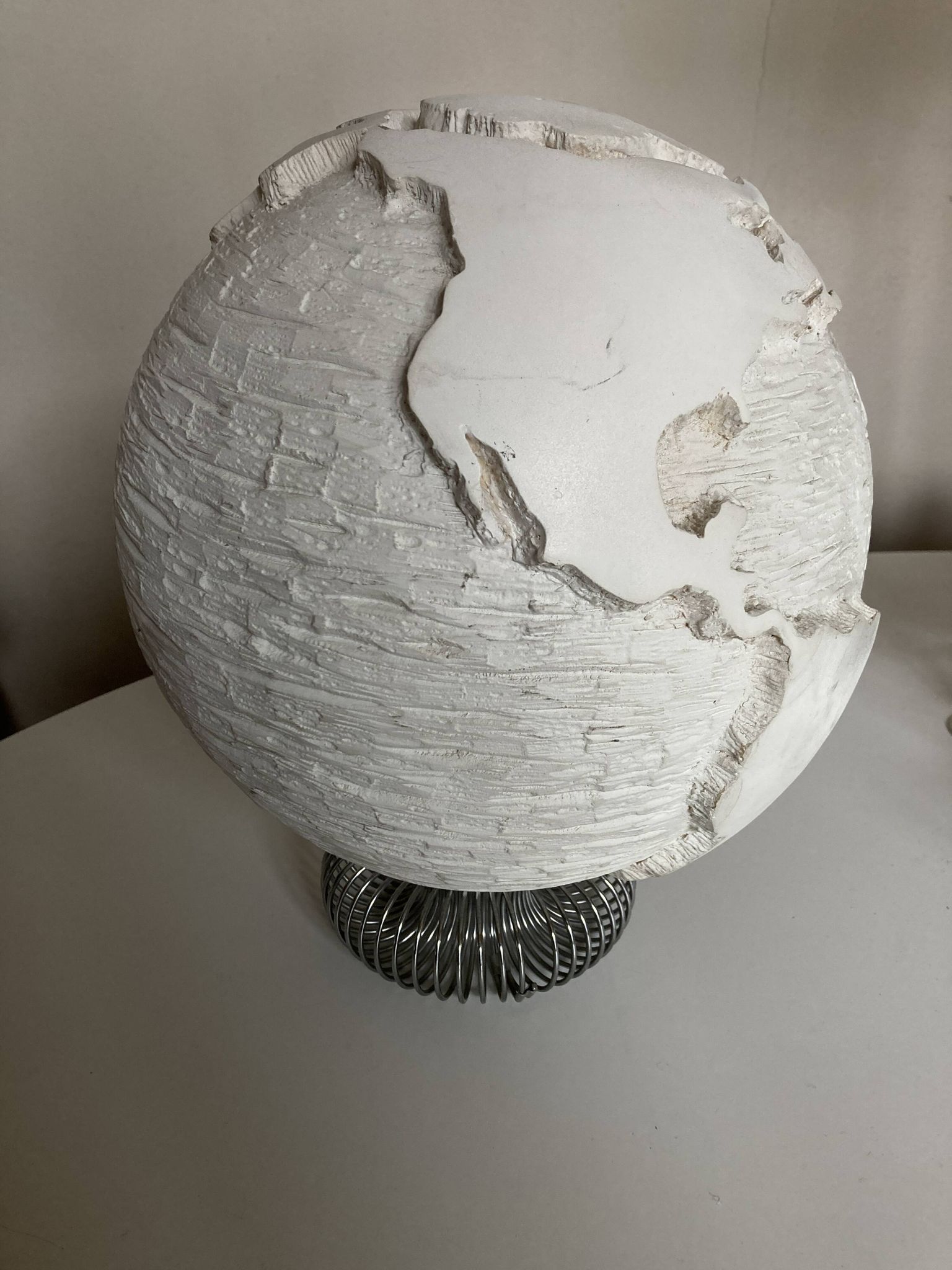 Space Age plaster globe in relief 1960 XXL