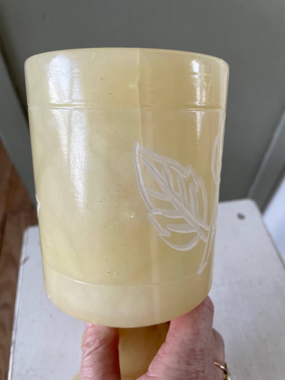 Small vintage alabaster floor lamp