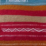 Kilim bleu orange rouge multicolore fait à la main 110x60cm
