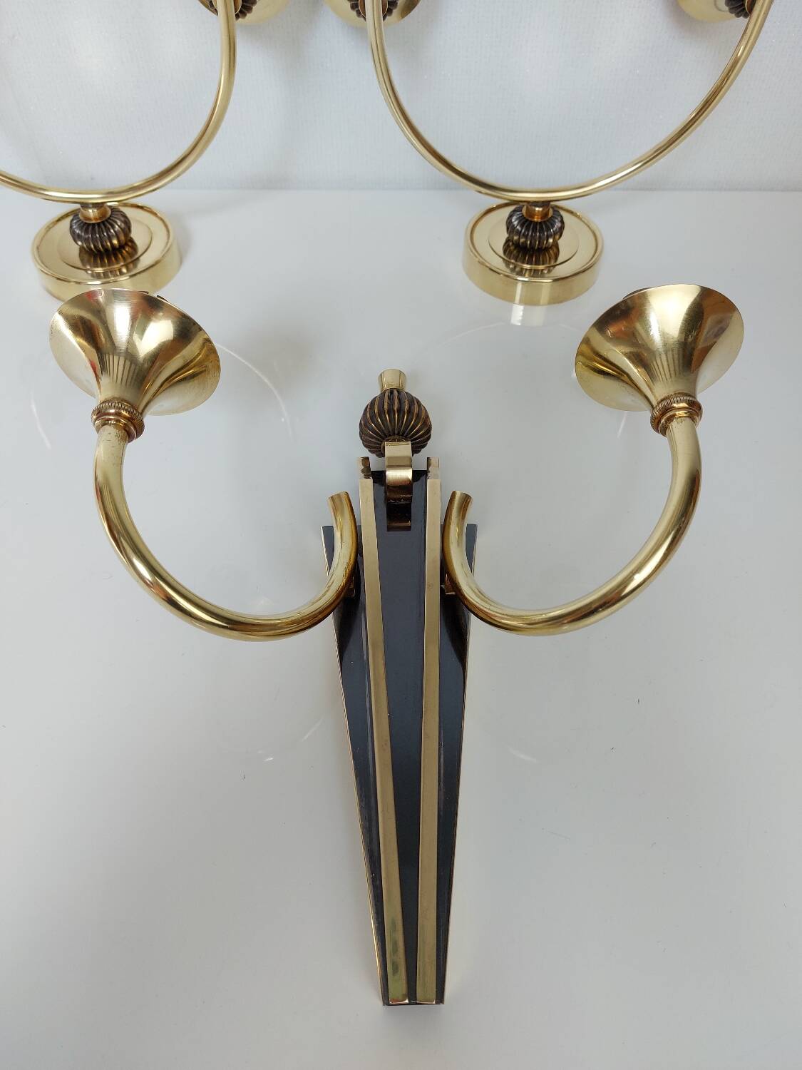 Suite of 3 Art Deco wall lights attributed to Gilbert Poillerat