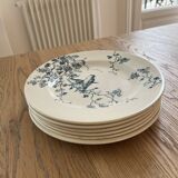 Assiettes signées Luneville modèle Fauvette oiseaux et fleurs bleus