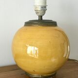 Ancient ceramic and brass lamp foot