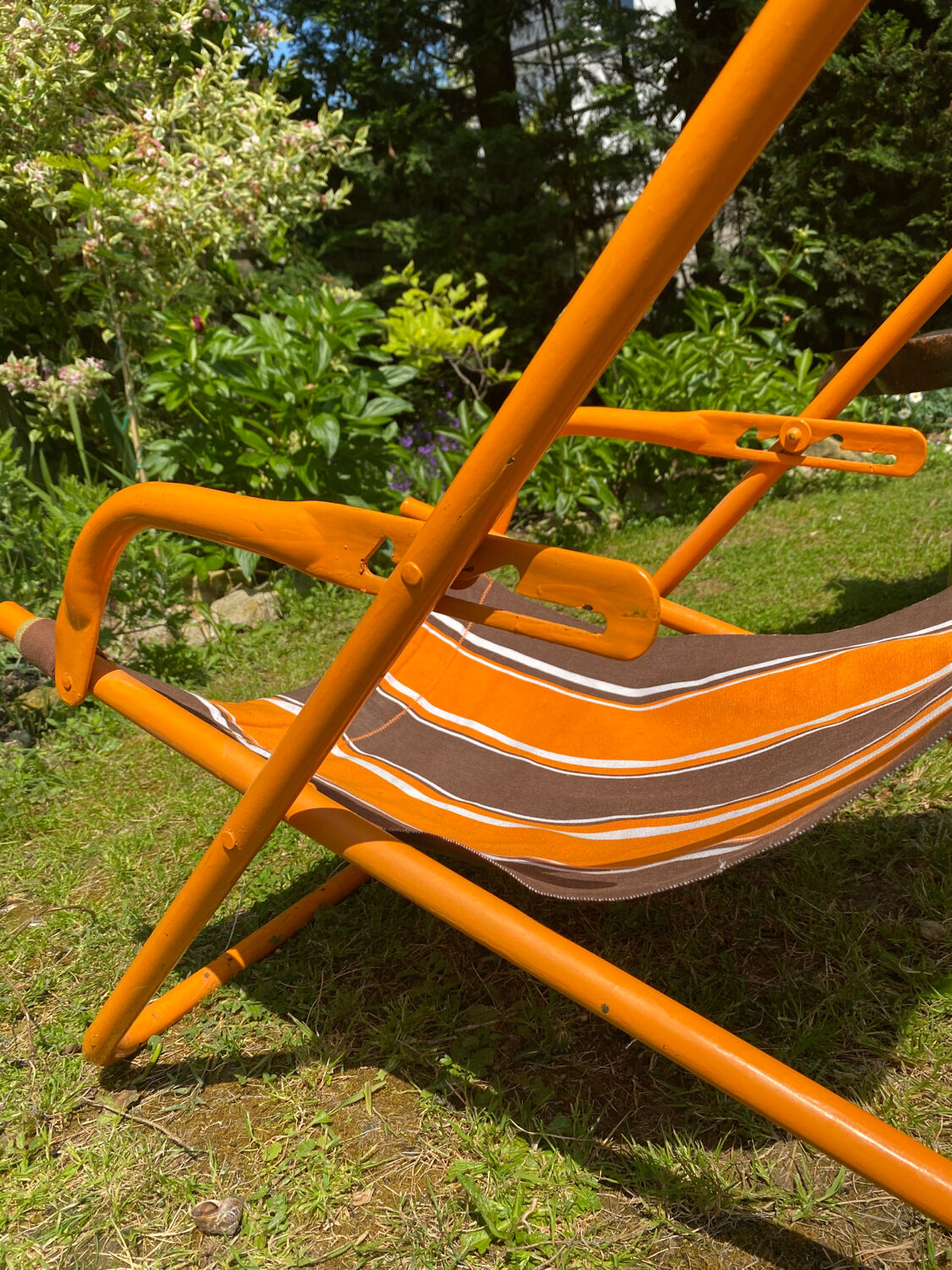 Old orange vintage deckchair