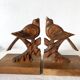 Pair of art deco wooden bookends birds
