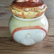 Pot à ail en céramique barbotine, années 50