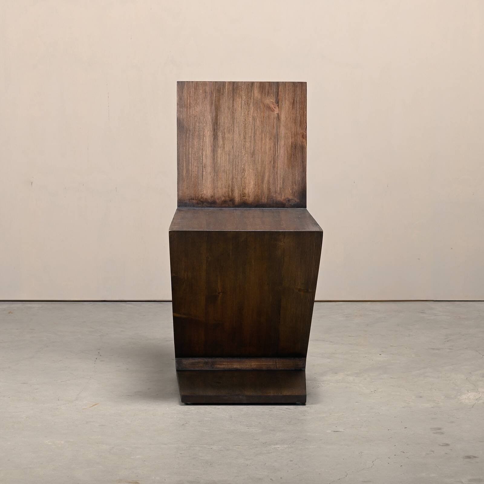 Gerrit Rietveld Zig Zag Chair is dark brown stained wood