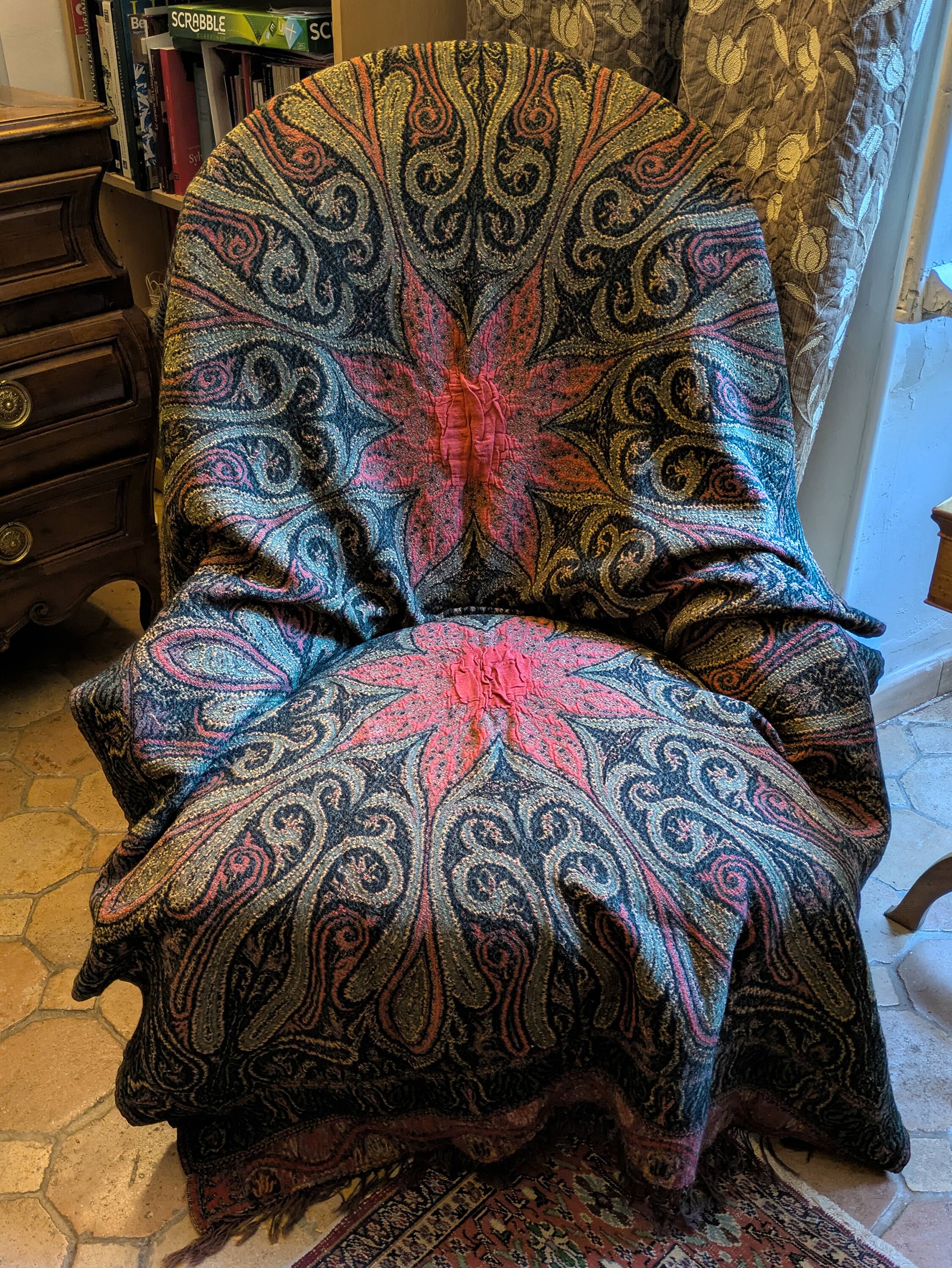 Wool Jacquard plaid with Jamawar design 173 × 109 cm