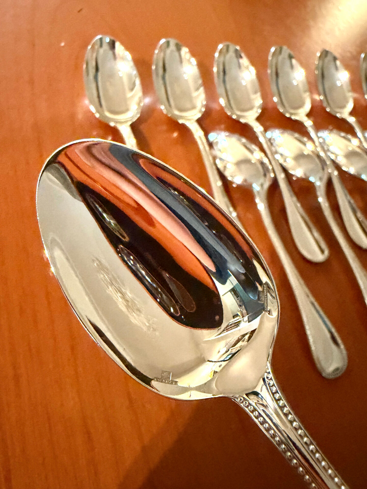 Christofle pearls, dessert cutlery 12 forks 12 spoons 17cm